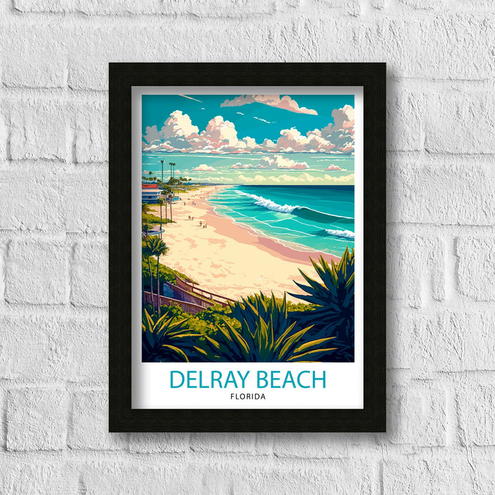 Delray Beach Florida Travel Print| Delray Beach Wall Decor Delray Beach Home Living Decor Delray Beach Florida Illustration Travel Poster