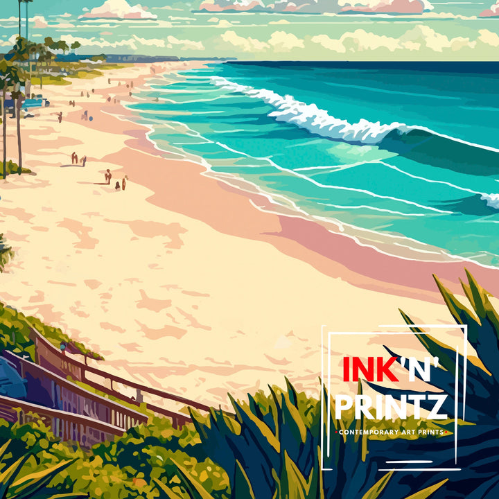 Delray Beach Florida Travel Print| Delray Beach Wall Decor Delray Beach Home Living Decor Delray Beach Florida Illustration Travel Poster