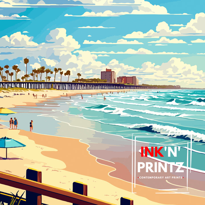 Cocoa Beach Florida Travel Print| Cocoa Beach Wall Art Cocoa Beach Home Decor Cocoa Beach Illustration Travel Poster Gift For Cocoa Beach