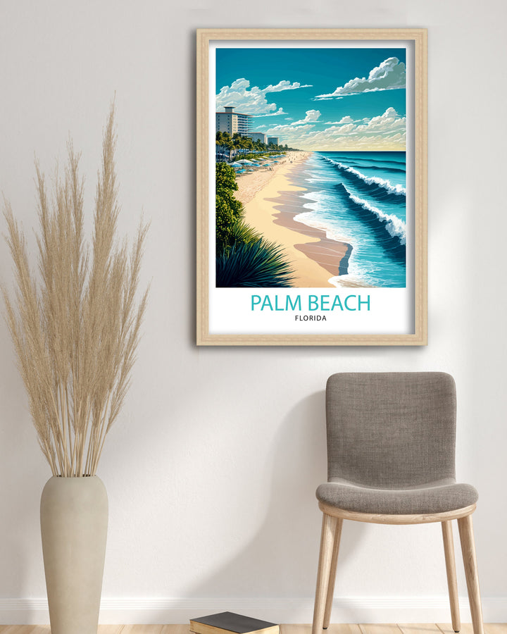 Palm Beach Florida Travel Print Palm Beach Wall Decor Palm Beach Home Living Decor Palm Beach Illustration Travel Poster Gift For Palm Beach