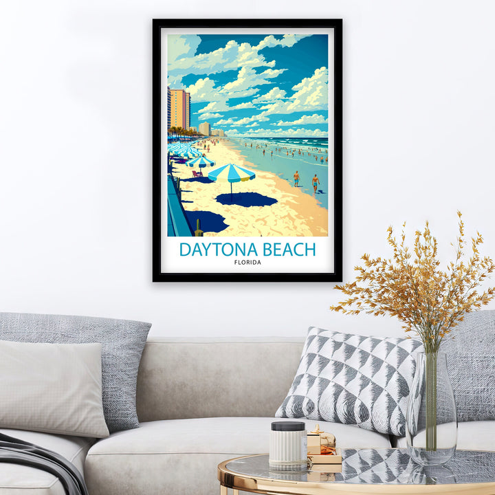 Daytona Beach Travel Print| Florida Wall Art Daytona Beach Poster Daytona Beach Illustration Daytona Beach Decor Florida Travel Print