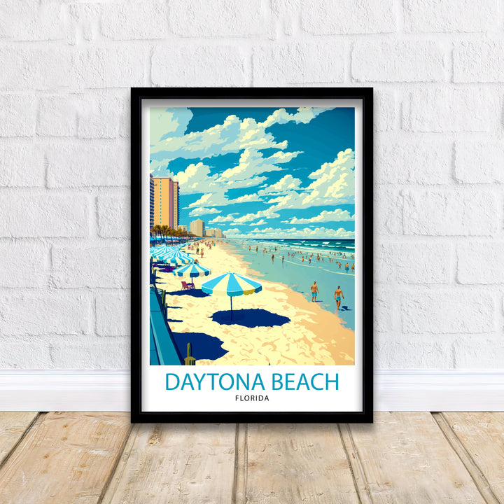Daytona Beach Travel Print| Florida Wall Art Daytona Beach Poster Daytona Beach Illustration Daytona Beach Decor Florida Travel Print