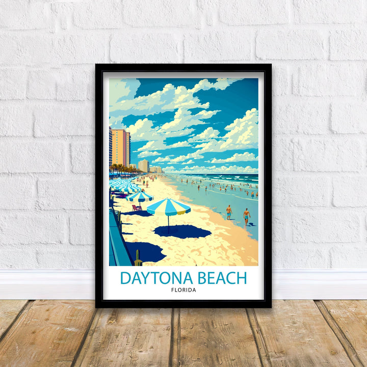 Daytona Beach Travel Print| Florida Wall Art Daytona Beach Poster Daytona Beach Illustration Daytona Beach Decor Florida Travel Print