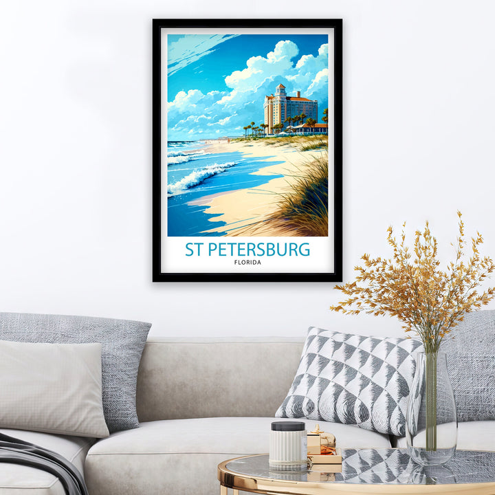 St. Petersburg Florida Travel Print St. Pete Wall Art Florida Beach Decor St. Petersburg Illustration Travel Poster Gift for Florida Lover
