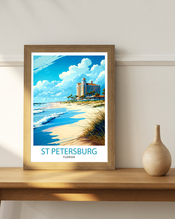 St. Petersburg Florida Travel Print St. Pete Wall Art Florida Beach Decor St. Petersburg Illustration Travel Poster Gift for Florida Lover
