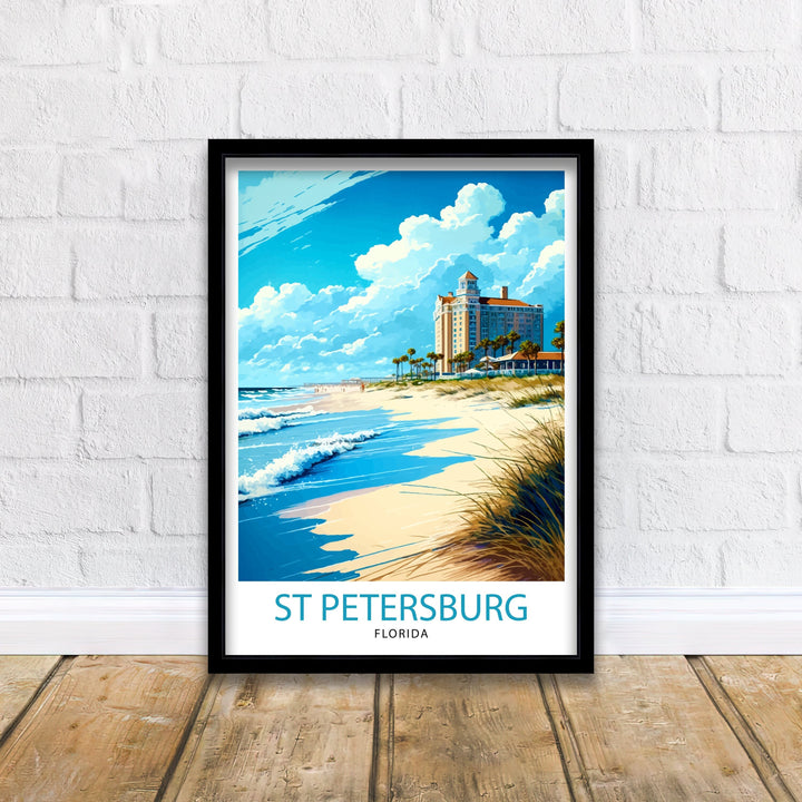 St. Petersburg Florida Travel Print St. Pete Wall Art Florida Beach Decor St. Petersburg Illustration Travel Poster Gift for Florida Lover