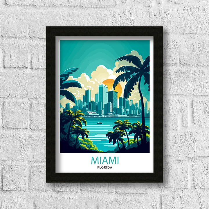 Miami Florida Travel Print| Miami Wall Decor Miami Illustration Travel Poster Gift For Miami Florida Home Decor