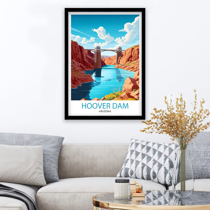 Hoover Dam Arizona Travel Print| Hoover Dam Wall Art Arizona Travel Poster Travel Print Gift Arizona Wall Decor Hoover Dam Art Print
