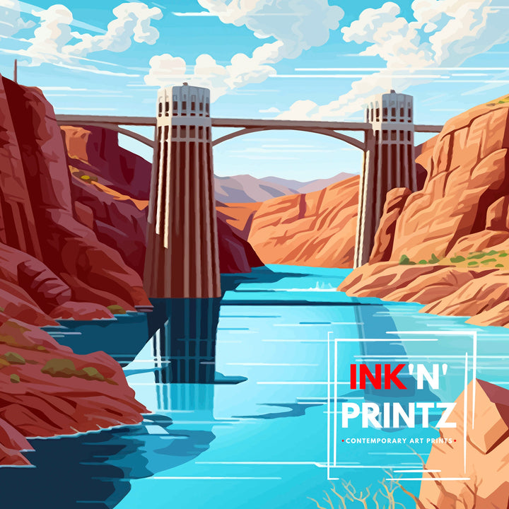 Hoover Dam Arizona Travel Print| Hoover Dam Wall Art Arizona Travel Poster Travel Print Gift Arizona Wall Decor Hoover Dam Art Print