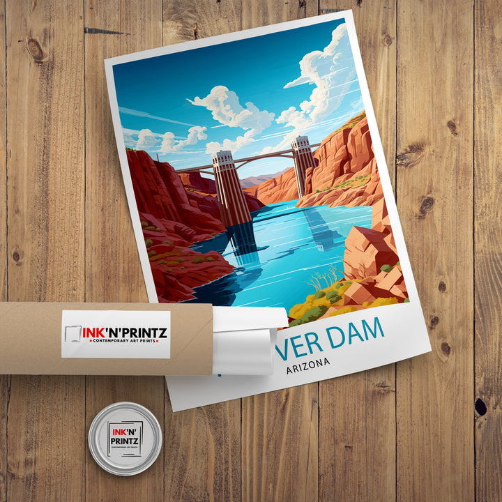 Hoover Dam Arizona Travel Print| Hoover Dam Wall Art Arizona Travel Poster Travel Print Gift Arizona Wall Decor Hoover Dam Art Print