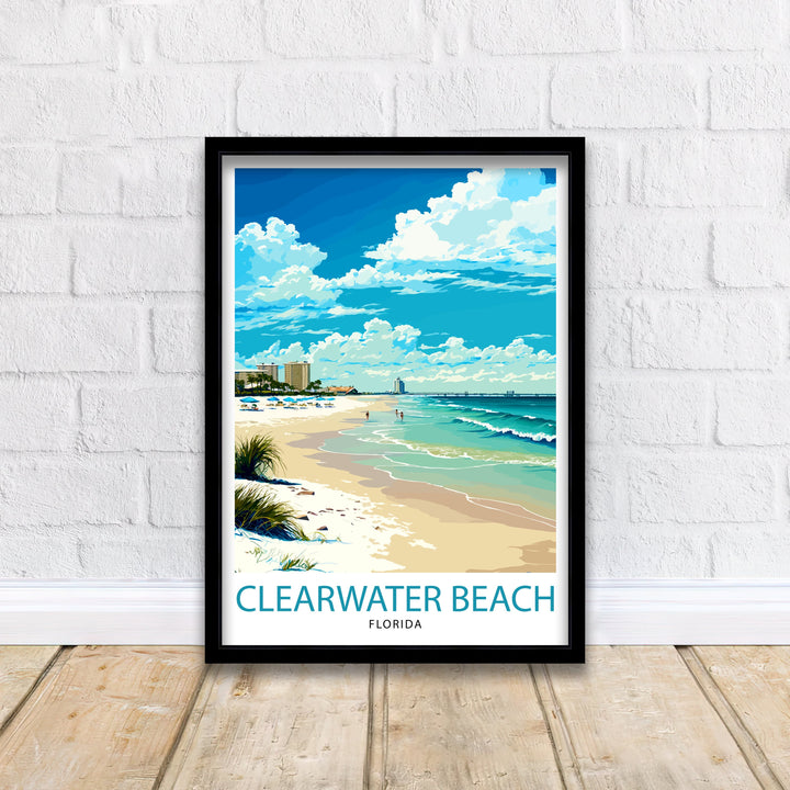 Clearwater Beach Florida Travel Print| Wall Decor Home Living Decor Illustration Travel Poster Gift for Clearwater Beach Florida Home Decor
