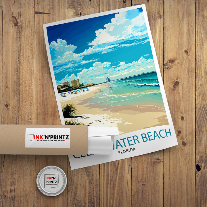 Clearwater Beach Florida Travel Print| Wall Decor Home Living Decor Illustration Travel Poster Gift for Clearwater Beach Florida Home Decor