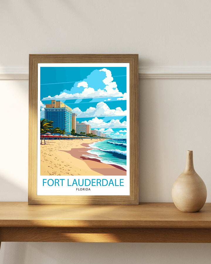 Fort Lauderdale Travel Print Fort Lauderdale Wall Decor Florida Beach Art Fort Lauderdale Travel Poster Fort Lauderdale Gift Fort Lauderdale