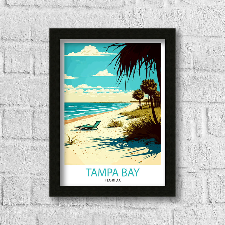 Tampa Bay Florida Travel Print Tampa Bay Wall Art Florida Poster, Tampa Bay Illustration Travel Poster Gift For Tampa Bay Florida Home Decor