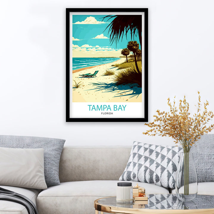 Tampa Bay Florida Travel Print Tampa Bay Wall Art Florida Poster, Tampa Bay Illustration Travel Poster Gift For Tampa Bay Florida Home Decor