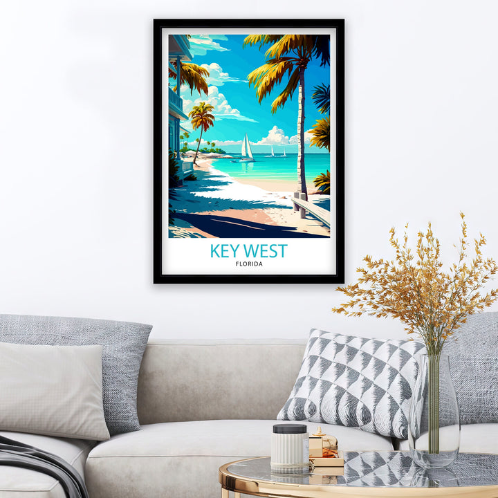 Key West Florida Travel Print| Key West Wall Decor Key West Home Living Decor Key West Illustration Travel Poster Gift For Key West Florida