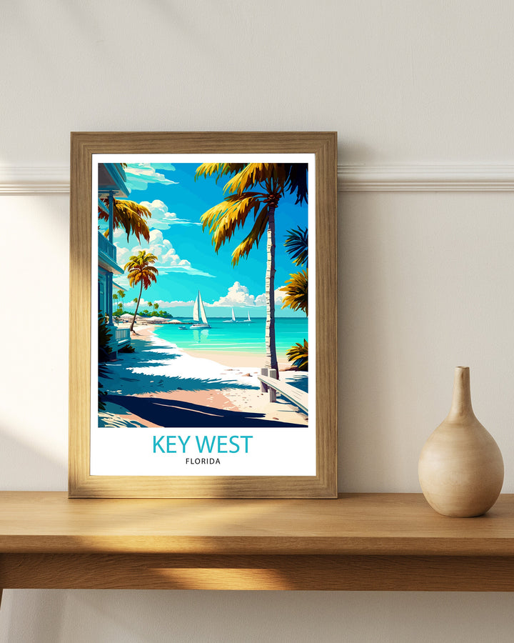 Key West Florida Travel Print| Key West Wall Decor Key West Home Living Decor Key West Illustration Travel Poster Gift For Key West Florida