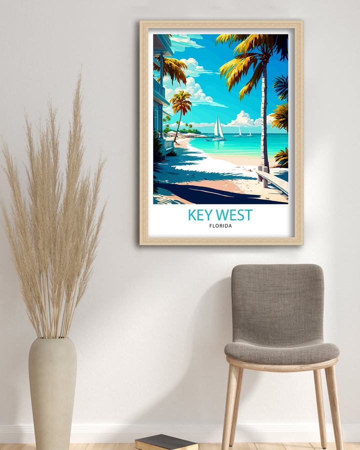 Key West Florida Travel Print| Key West Wall Decor Key West Home Living Decor Key West Illustration Travel Poster Gift For Key West Florida