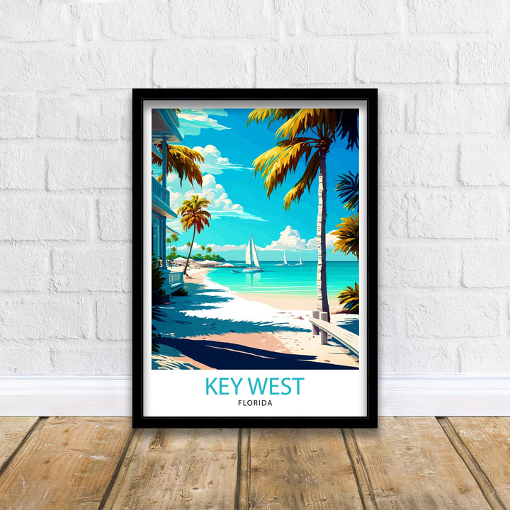 Key West Florida Travel Print| Key West Wall Decor Key West Home Living Decor Key West Illustration Travel Poster Gift For Key West Florida