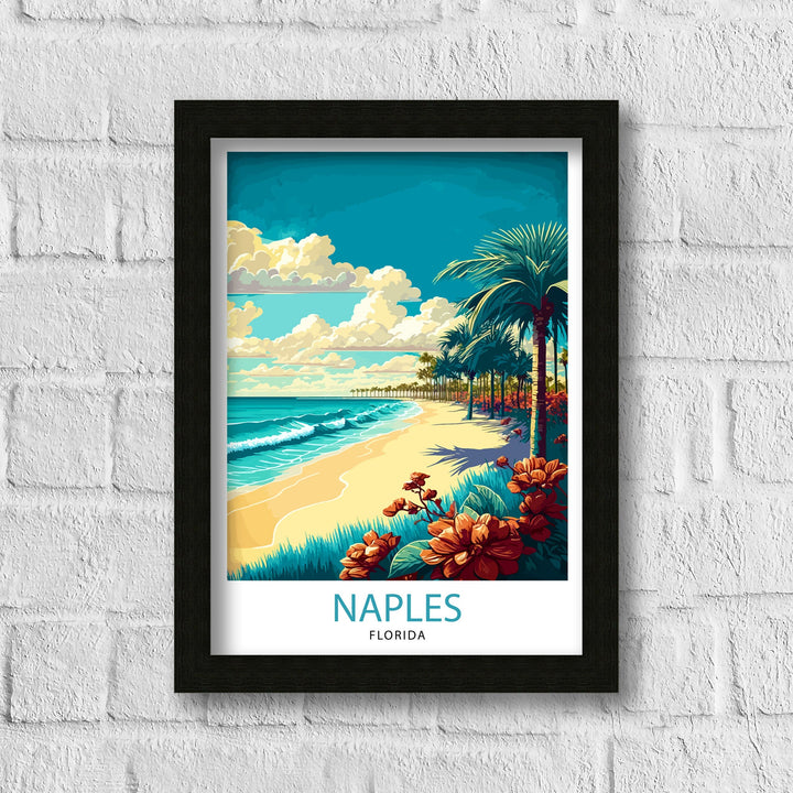 Naples Florida Travel Print| Naples Wall Art Naples Decor Florida Travel Poster Naples Illustration Naples Gift Florida Home Decor