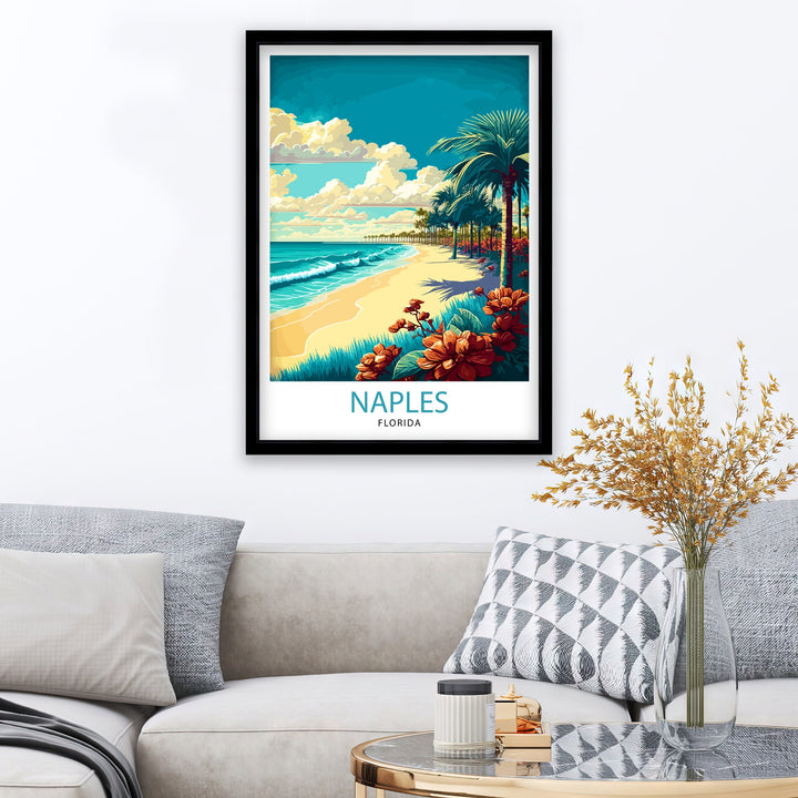 Naples Florida Travel Print| Naples Wall Art Naples Decor Florida Travel Poster Naples Illustration Naples Gift Florida Home Decor