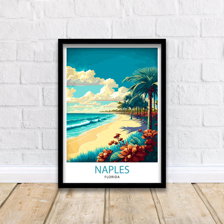 Naples Florida Travel Print| Naples Wall Art Naples Decor Florida Travel Poster Naples Illustration Naples Gift Florida Home Decor