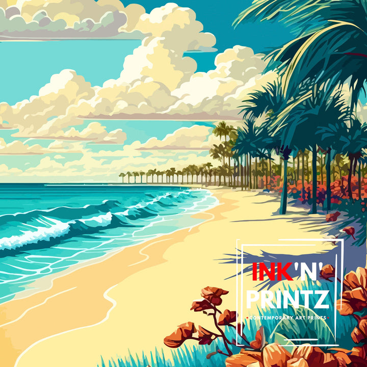 Naples Florida Travel Print| Naples Wall Art Naples Decor Florida Travel Poster Naples Illustration Naples Gift Florida Home Decor