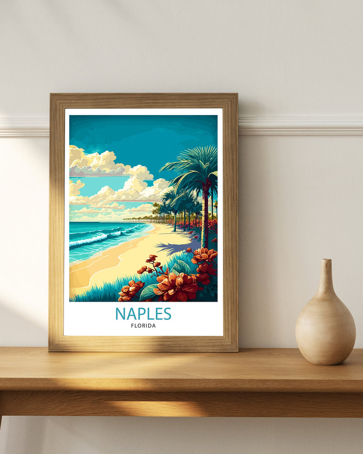 Naples Florida Travel Print| Naples Wall Art Naples Decor Florida Travel Poster Naples Illustration Naples Gift Florida Home Decor