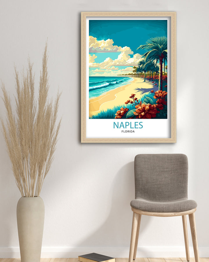 Naples Florida Travel Print| Naples Wall Art Naples Decor Florida Travel Poster Naples Illustration Naples Gift Florida Home Decor