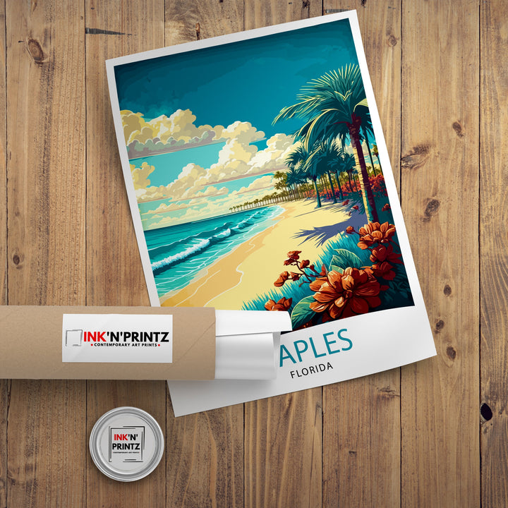 Naples Florida Travel Print| Naples Wall Art Naples Decor Florida Travel Poster Naples Illustration Naples Gift Florida Home Decor