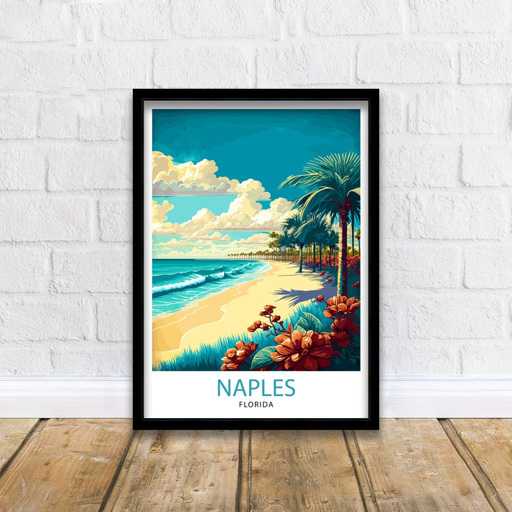 Naples Florida Travel Print| Naples Wall Art Naples Decor Florida Travel Poster Naples Illustration Naples Gift Florida Home Decor