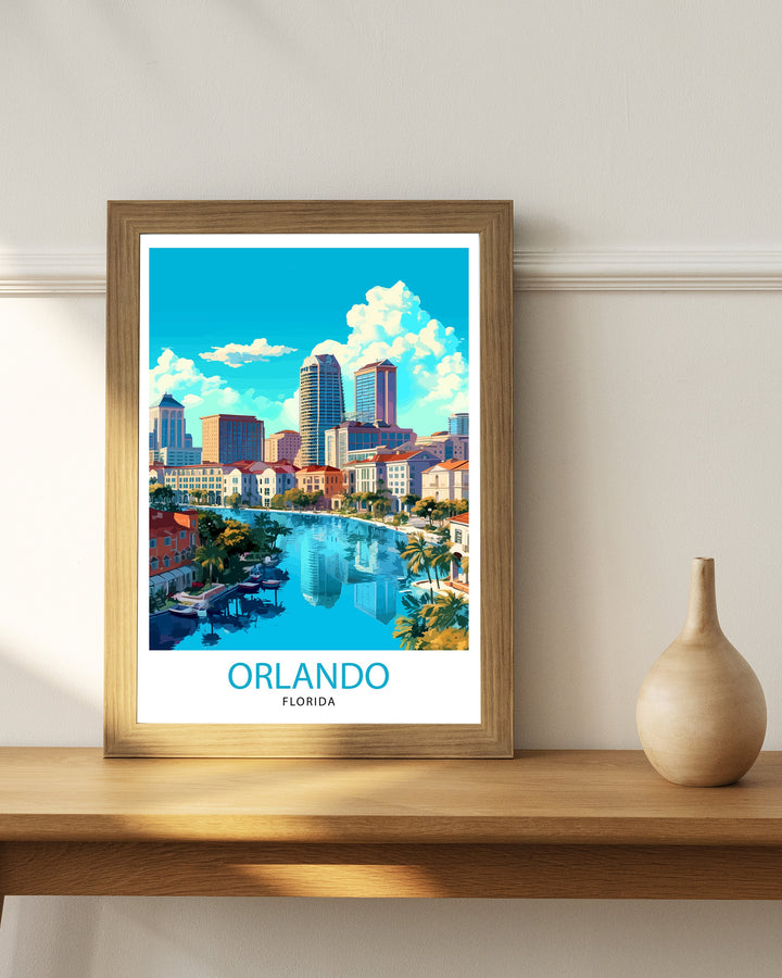 Orlando Florida Travel Print Orlando Wall Decor Orlando Home Living Decor Orlando Illustration Travel Poster Gift For Orlando - Florida Home