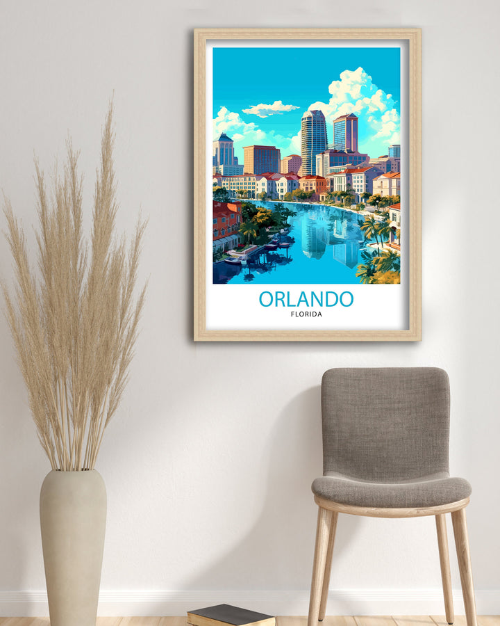 Orlando Florida Travel Print Orlando Wall Decor Orlando Home Living Decor Orlando Illustration Travel Poster Gift For Orlando - Florida Home