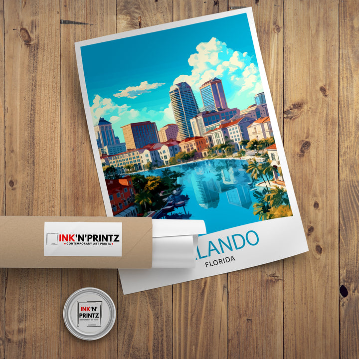 Orlando Florida Travel Print Orlando Wall Decor Orlando Home Living Decor Orlando Illustration Travel Poster Gift For Orlando - Florida Home