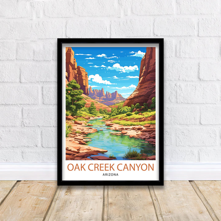 Oak Creek Canyon Arizona Travel Print| Arizona Wall Decor Arizona Home Decor Arizona Illustration Travel Poster Gift For Arizona Lovers