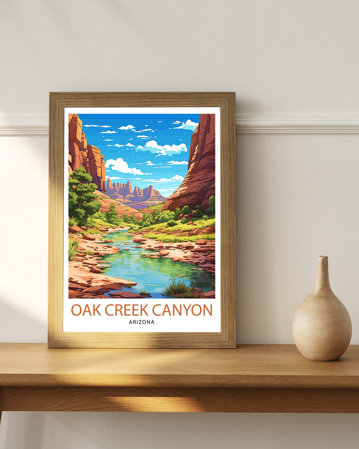 Oak Creek Canyon Arizona Travel Print| Arizona Wall Decor Arizona Home Decor Arizona Illustration Travel Poster Gift For Arizona Lovers