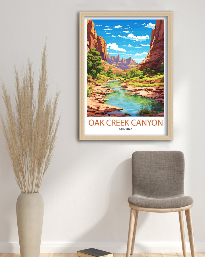 Oak Creek Canyon Arizona Travel Print| Arizona Wall Decor Arizona Home Decor Arizona Illustration Travel Poster Gift For Arizona Lovers
