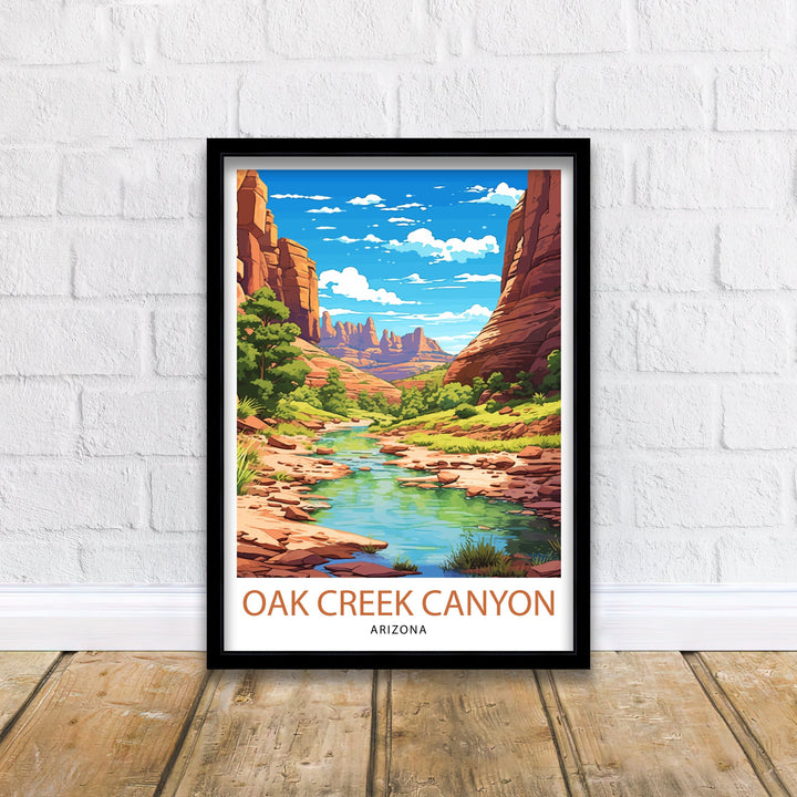 Oak Creek Canyon Arizona Travel Print| Arizona Wall Decor Arizona Home Decor Arizona Illustration Travel Poster Gift For Arizona Lovers