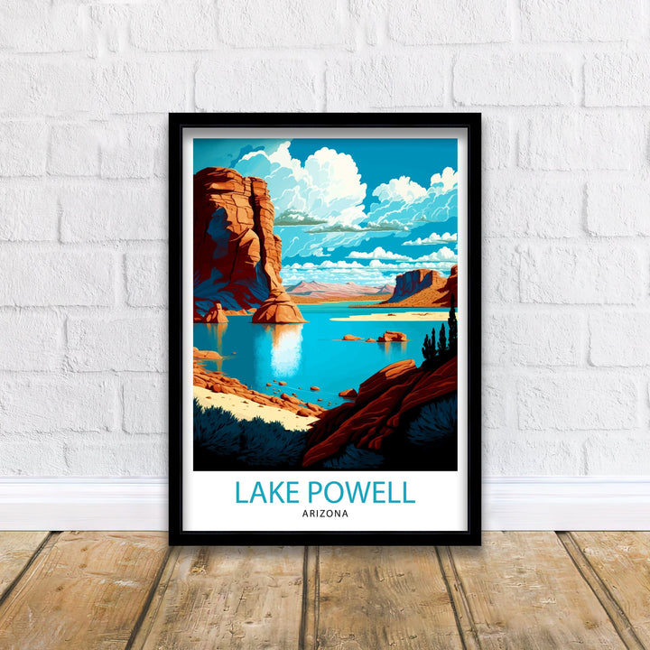Lake Powell Arizona Travel Print| Lake Powell Wall Deco Lake Powell Home Living Decor Lake Powell Illustration Travel Poster Gift