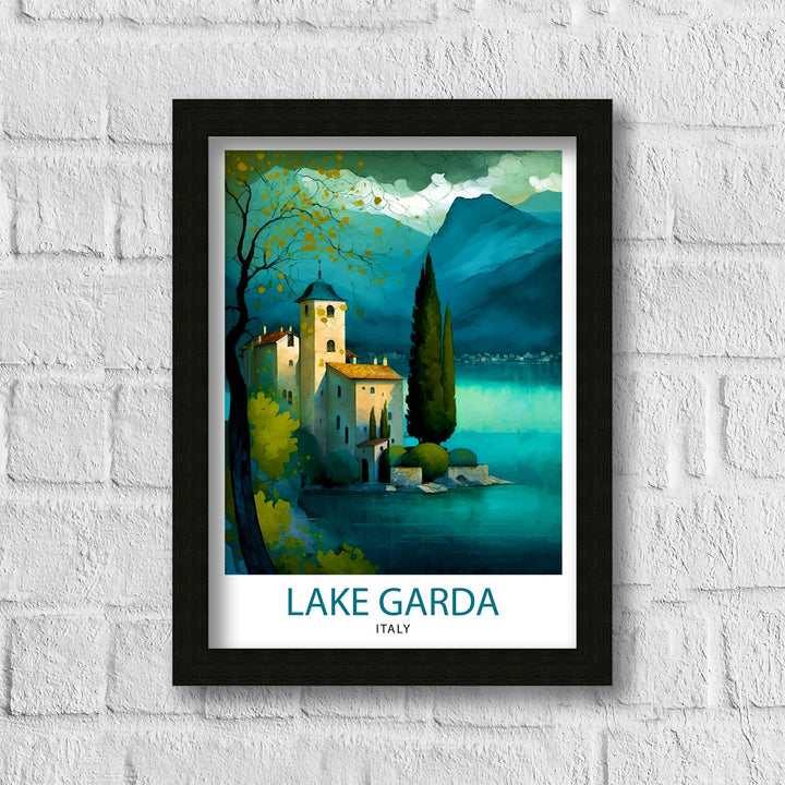 Lake Garda Italy Travel Print Lake Garda Wall Art Italy Travel Poster Lake Garda Home Decor Italy Illustration Gift for Italy Lovers
