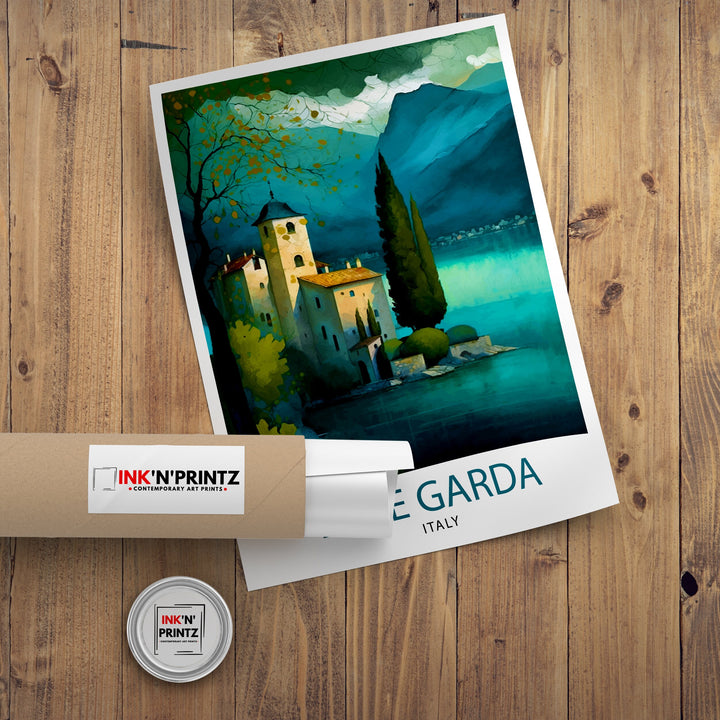 Lake Garda Italy Travel Print Lake Garda Wall Art Italy Travel Poster Lake Garda Home Decor Italy Illustration Gift for Italy Lovers