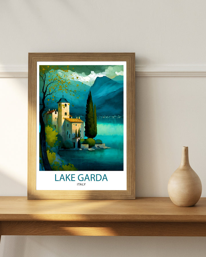 Lake Garda Italy Travel Print Lake Garda Wall Art Italy Travel Poster Lake Garda Home Decor Italy Illustration Gift for Italy Lovers