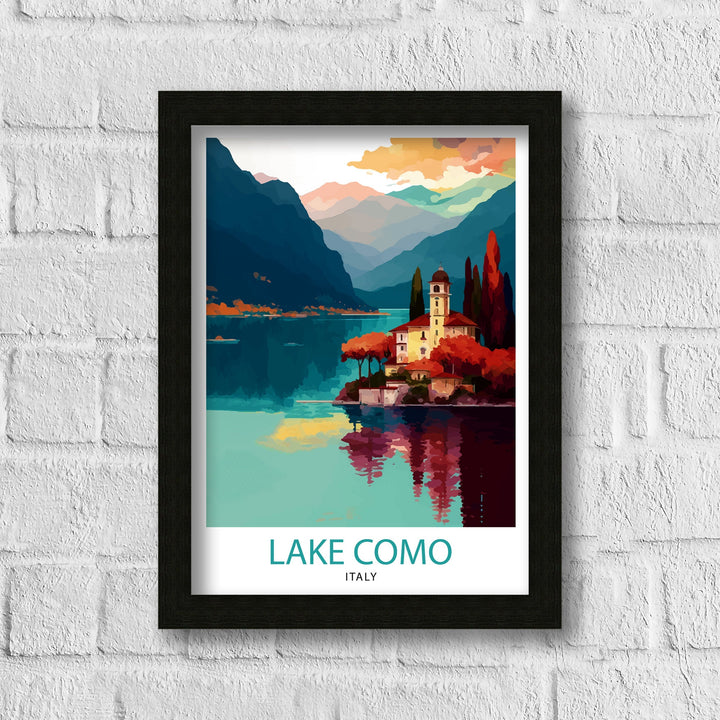 Lake Como Italy Travel Print Wall Decor Home Living Decor Italy Illustration Travel Poster Gift For Italy Home Decor