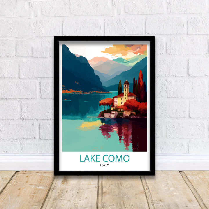 Lake Como Italy Travel Print Wall Decor Home Living Decor Italy Illustration Travel Poster Gift For Italy Home Decor