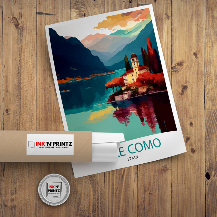 Lake Como Italy Travel Print Wall Decor Home Living Decor Italy Illustration Travel Poster Gift For Italy Home Decor