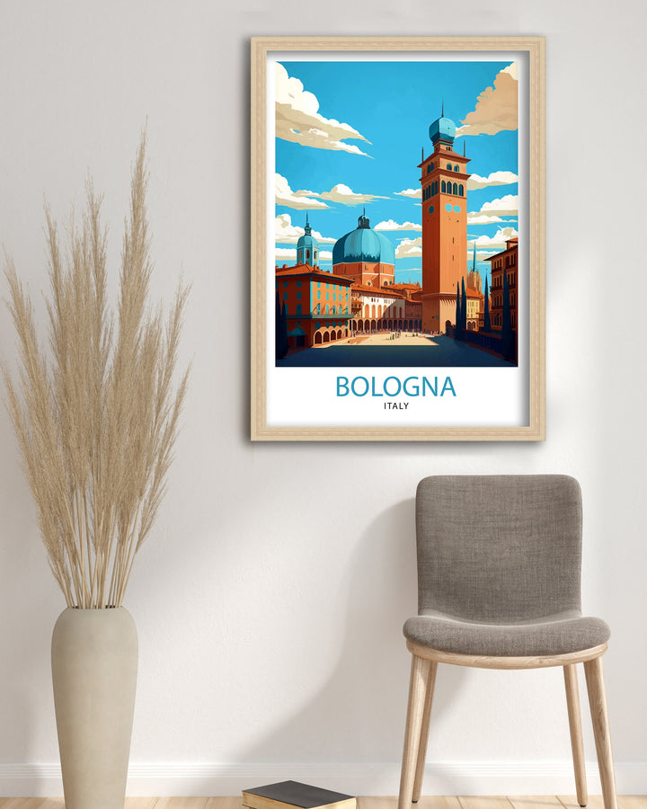 Bologna Italy Travel Print Bologna Wall Decor Bologna Home Living Decor Italy Illustration Travel Poster Gift For Bologna Italy Home Decor