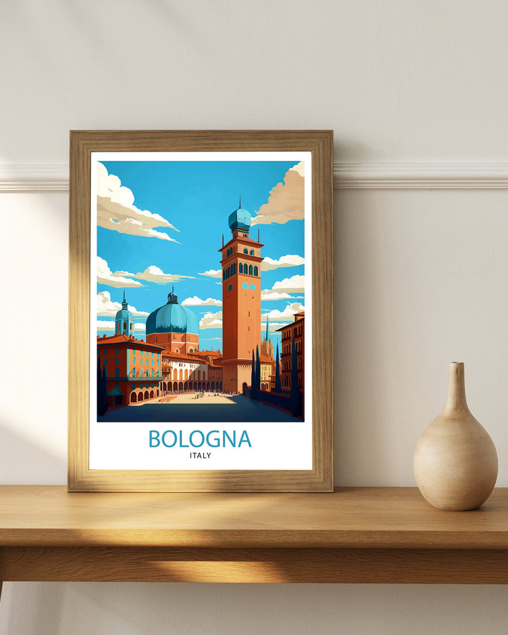 Bologna Italy Travel Print Bologna Wall Decor Bologna Home Living Decor Italy Illustration Travel Poster Gift For Bologna Italy Home Decor