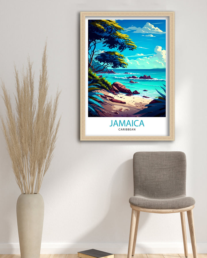 Jamaica Travel Print , Jamaica Wall Art Jamaica Poster, Jamaica Home Decor Jamaica Illustration, Travel Poster Jamaica Gift, Jamaica Wall