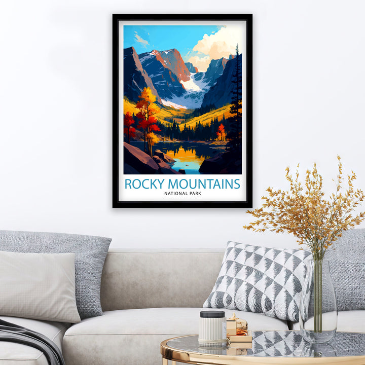 Rocky Mountains National Park Travel Print Mountain Wall Art Colorado Travel Poster National Park Decor Gift for Outdoor Enthusiasts