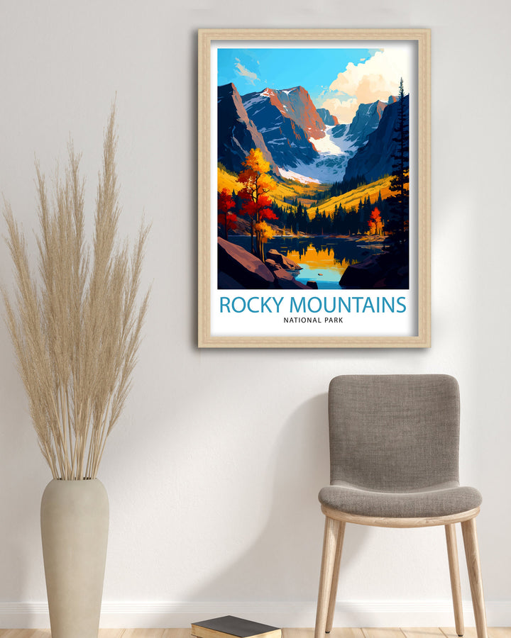 Rocky Mountains National Park Travel Print Mountain Wall Art Colorado Travel Poster National Park Decor Gift for Outdoor Enthusiasts